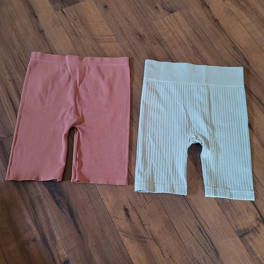 OZZOLO No‎ Boundaries Ribbed Seamless Bike Shorts Coral S/M